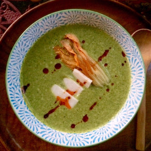 Poblano & Squash Blossoms Soup